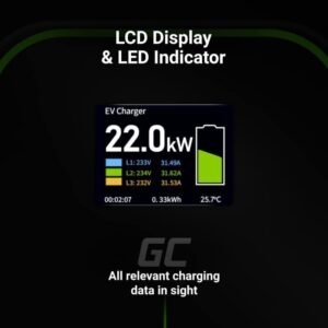 Green Cell Wallbox 22kW s Displejem i Utičnicom Type 2, RFID - Slika 3