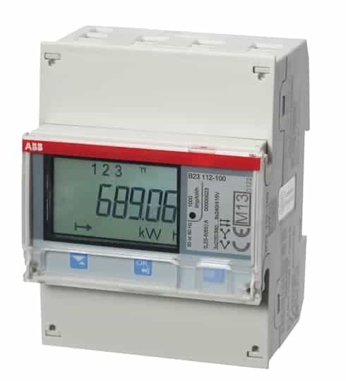 ABB B23 212-100 'Bronze' Two-direction Energy Meter, Three Phase, 65 A, 220 to 400 Vac, Class B, Pulse Output, RS485