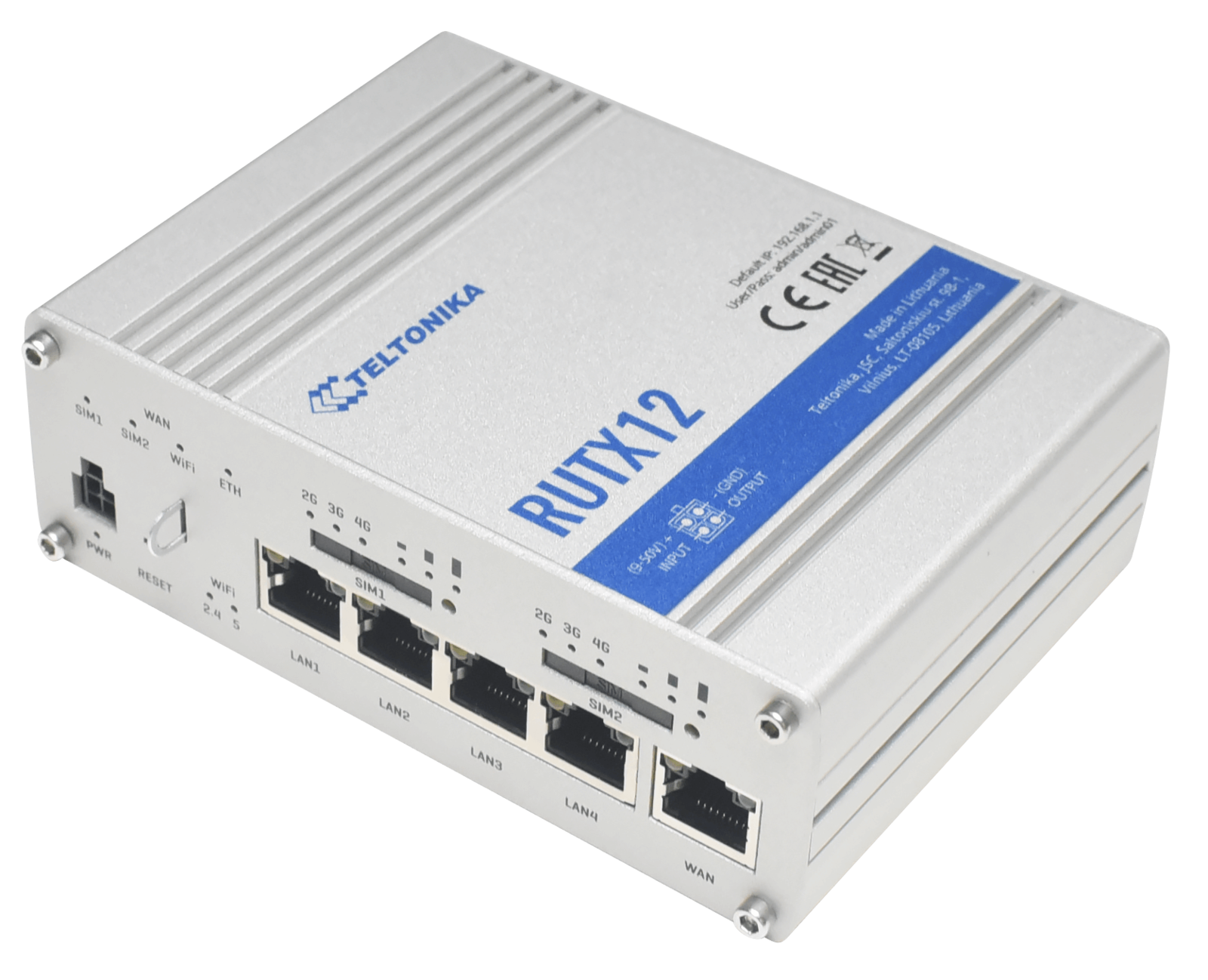 RUTX12 Dual LTE CAT 6 Industrial Router, 4G, 5GB Ethernet ports - Image 1